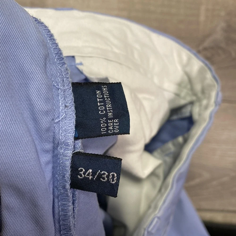 Polo Ralph Lauren Pants Mens 34x30 Light Blue‎ Chino Flat Front Straight Leg